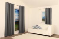 Licht glanzende verduisterende overgordijnstof in grijs met een mooie weefstructuur aan de voorzijde